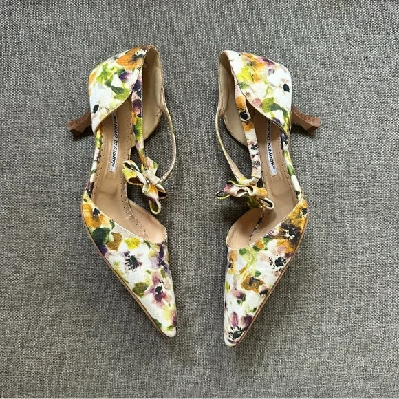 Manolo Blahnik floral print heels